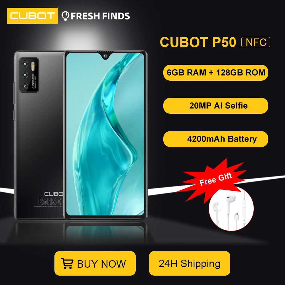 Cubot P50 2022 Новый смартфон на андроид 6ГБ ОЗУ 128ГБ ПЗУ(Расширенная поддержка до 256ГБ)