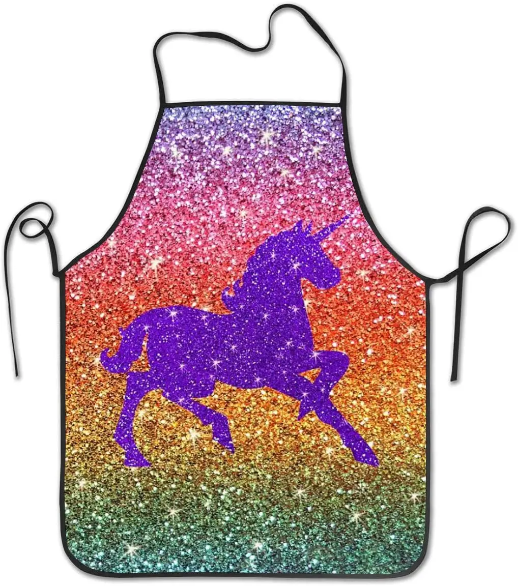 

Милая прическа для кухни, выпечки, садоводства, фартук, Забавный слюнявчик для женщин, мужчин, шеф-повара, Радужный, блестящий, фиолетовый, с ...