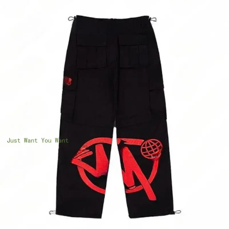 

Popular European Style Work Clothes Trousers Men Women Ins Casual Wide Leg Pants Summer Fashion Brand Printing Process Pants