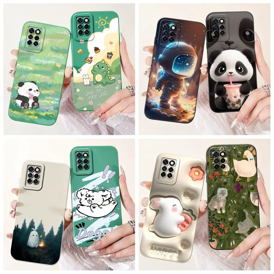 Противоударный чехол для Infinix Note 10 Pro NFC X695 X695C мягкий силиконовый с милой пандой и