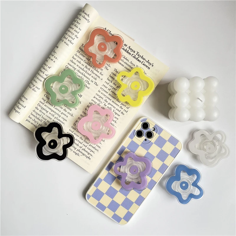 Глянцевый Однотонный Складной Карманный Держатель Для Телефона С Цветком iPhone
