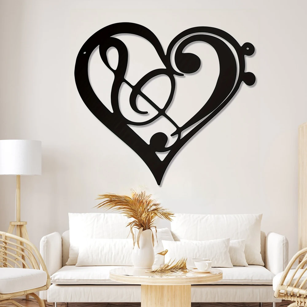 Винтажные Музыкальные Ноты Настенное Искусство Железное Металлическое Сердце