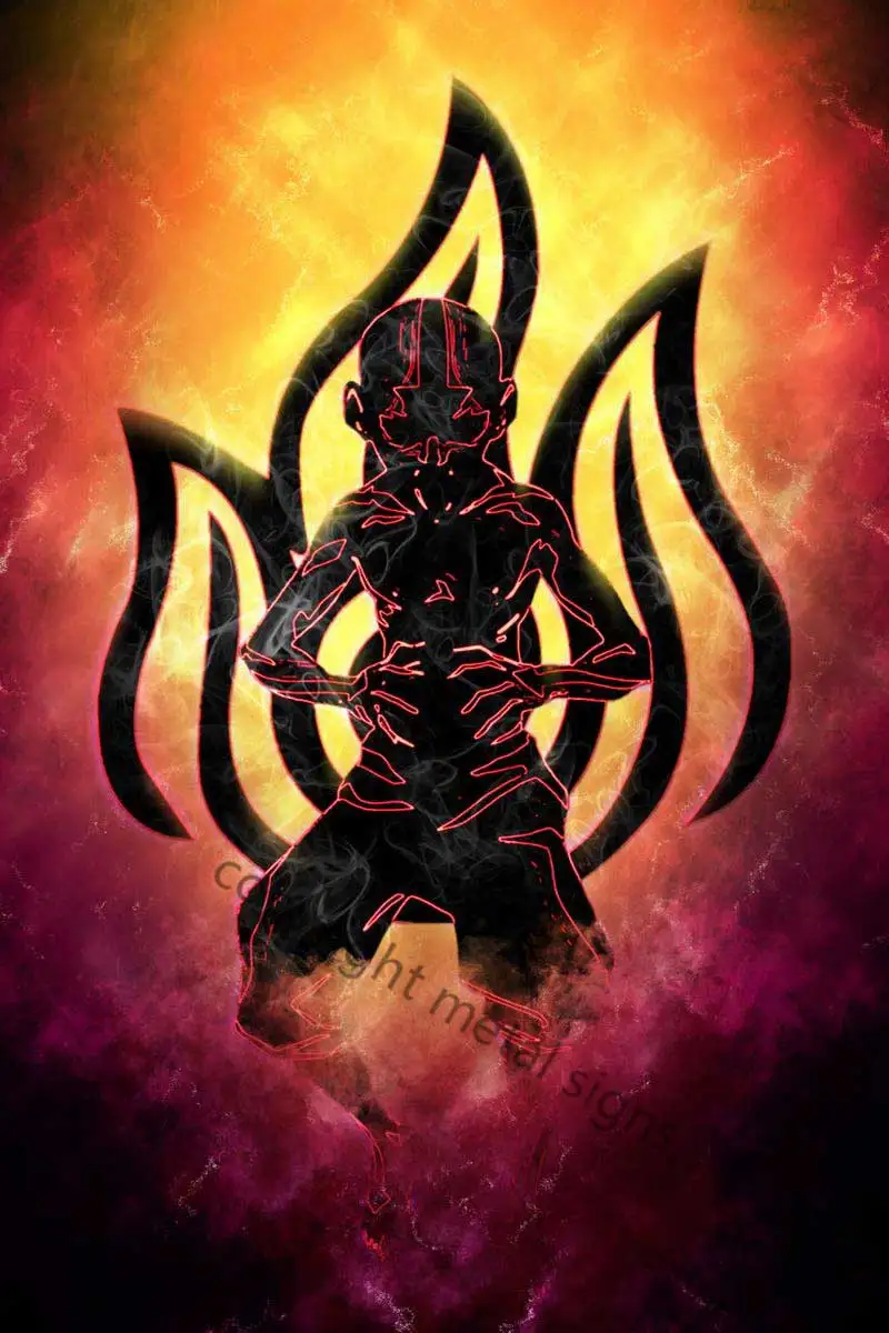 

Аватар Aang аниме Ретро винтажный металлический знак жестяная вывеска оловянные пластины Настенный декор неоновая вывеска для дома клуба му...