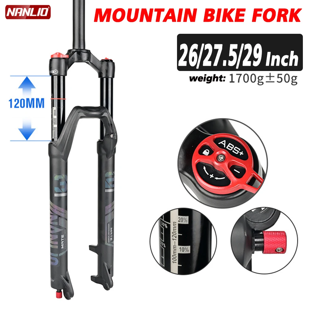 Купи Quality MTB Bicycle Fork Magnesium Alloy Air Suspension 26/27.5/29 Straight/Tapered RL/LO Mountain Fork For Bike Quick Release за 7,132 рублей в магазине AliExpress