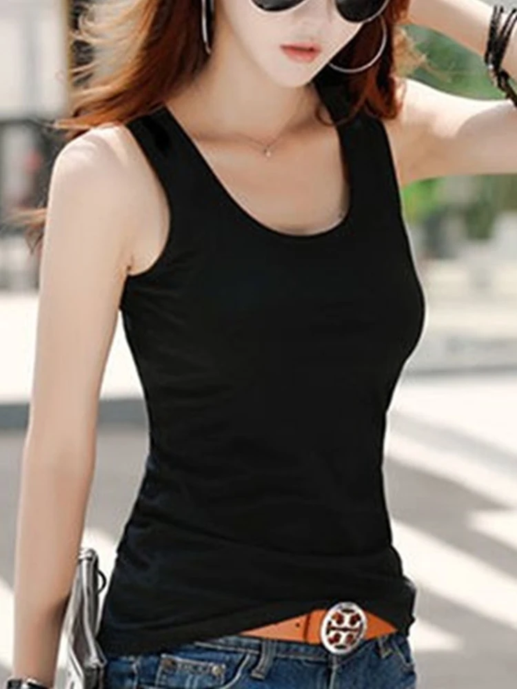 

Women Crop Sleeveless Shirt Sexy Camis Summer Tees Skinny Vest Black White Tops Slim Lady Camisoles Solid Color Strap