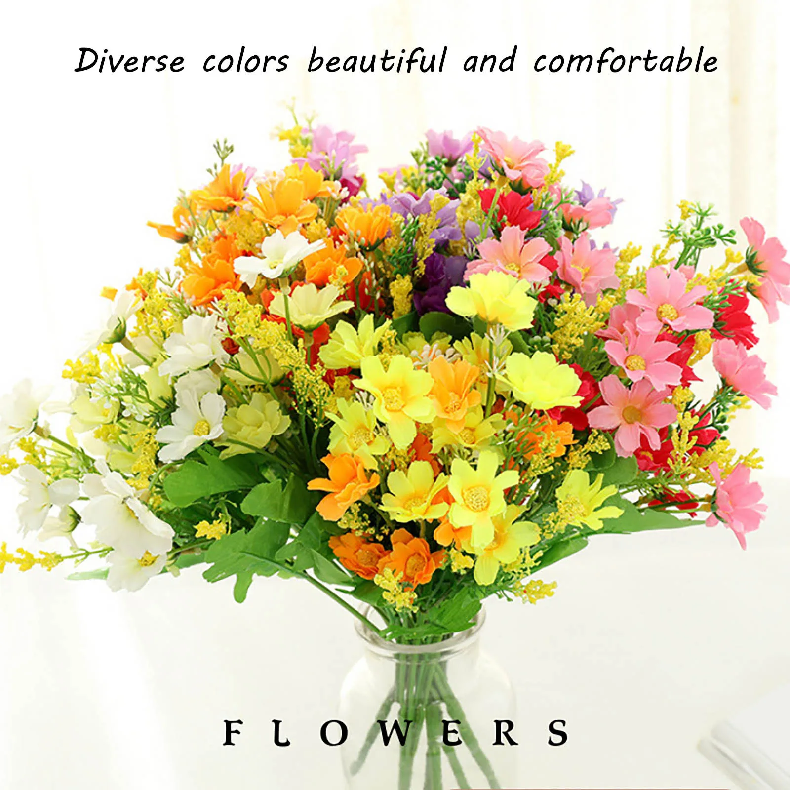 

1 Bouquet Faux Silk Daisy Artificial Flower Wildflowers Shrubs Plants Plantas Artificiales Home Garden Decoration Outdoor Decor