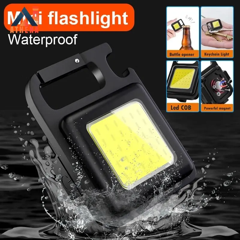 

Mini LED Flashlight Keychain Rechargeable COB Waterproof Portable Work Light 4 Light Modes Bright For Walking Camping Hiking