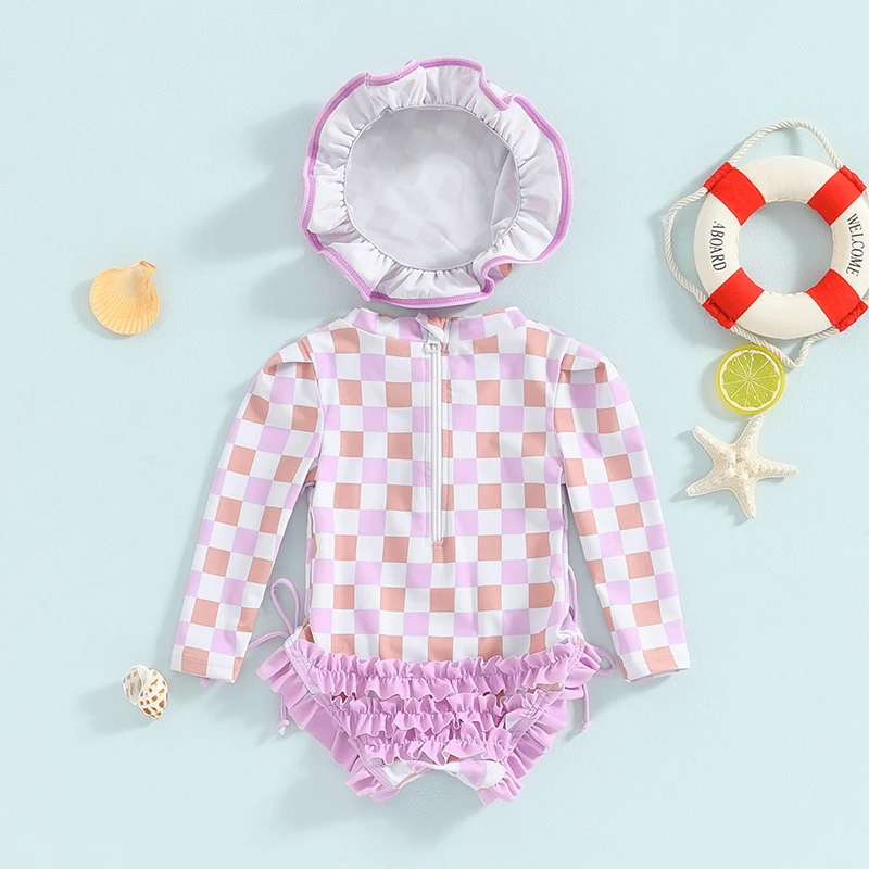 Купальник для маленьких девочек с длинным рукавом и цветочным принтом