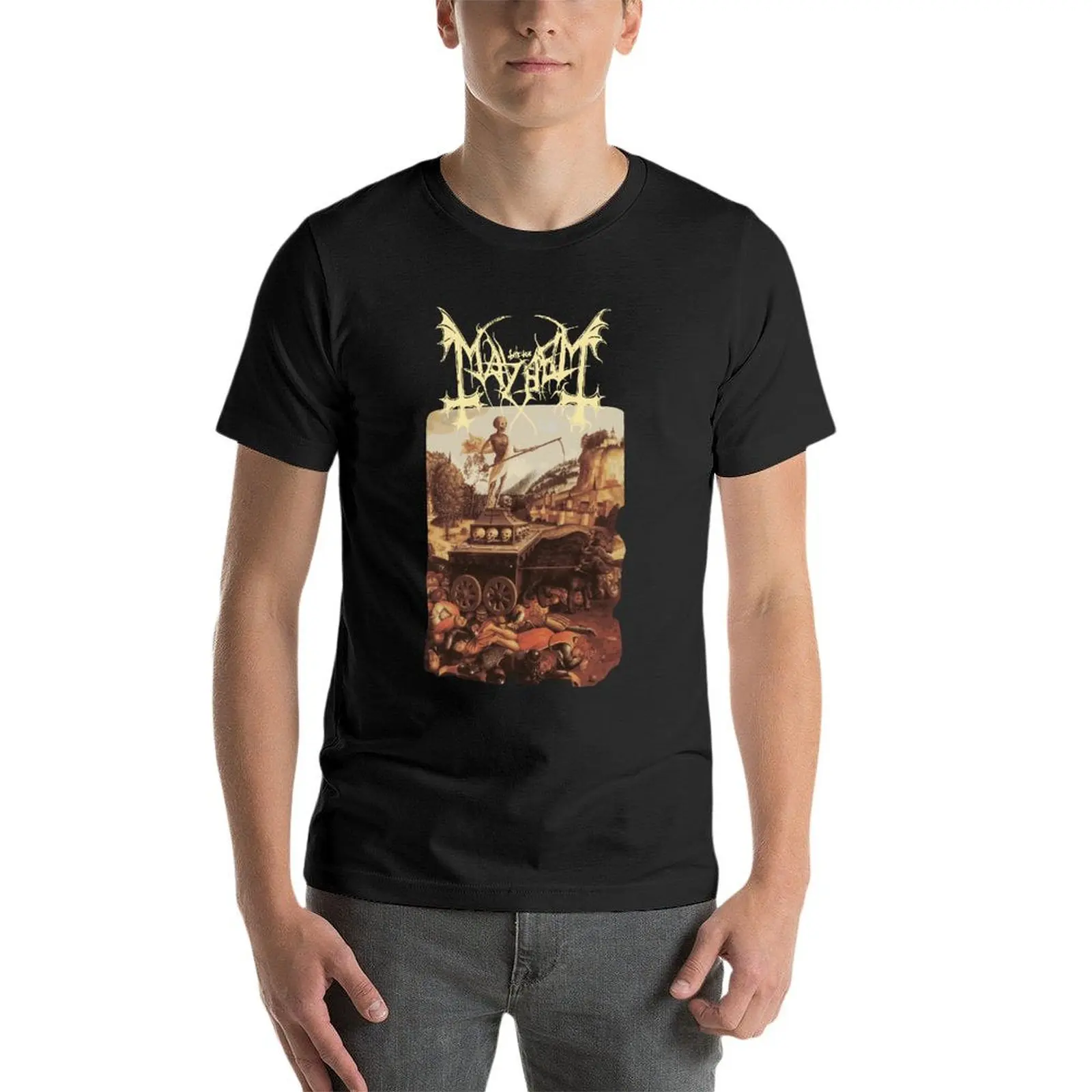 Mayhem Death Metal Band Oversize T Shirt Personalized Mens Clothes Short Sleeve Streetwear Big Size Tops Tee