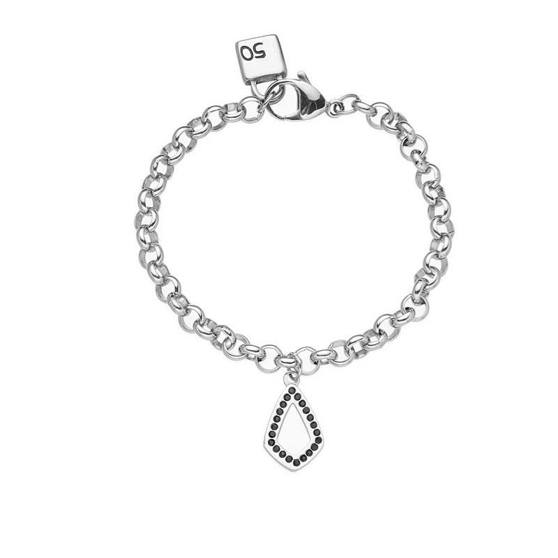 

Fashion Women Men Silver Stainless Steel Lock Square Geometry Pendart CZ Charm Necklace Bracelet Sets Letter UNO Jewelry