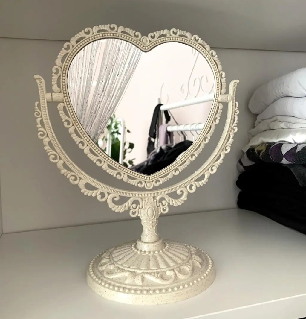 

HE23 Desktop Makeup Mirror LOVE Rotatable Gothic Mirror Butterfly Rose Decor Beauty Tool Round Oval Heart Shape Makeup