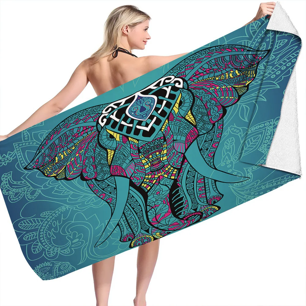 

Elephant Print Prints No Sand Free Quick Dry Beach Towel Surf Poncho Bath Summer Swimming Fitness Gym Yoga Picnic Mat Women Men