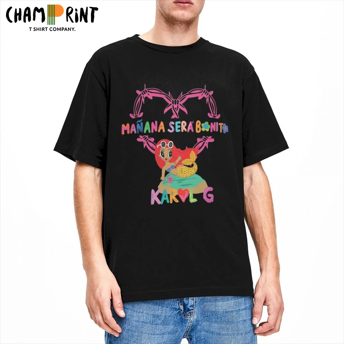 

Manana Sera Bonito Karol G 2023 Heart Tattoo T Shirts for Men Pure Cotton Crazy T-Shirt Round Collar Tees Short Sleeve Clothes