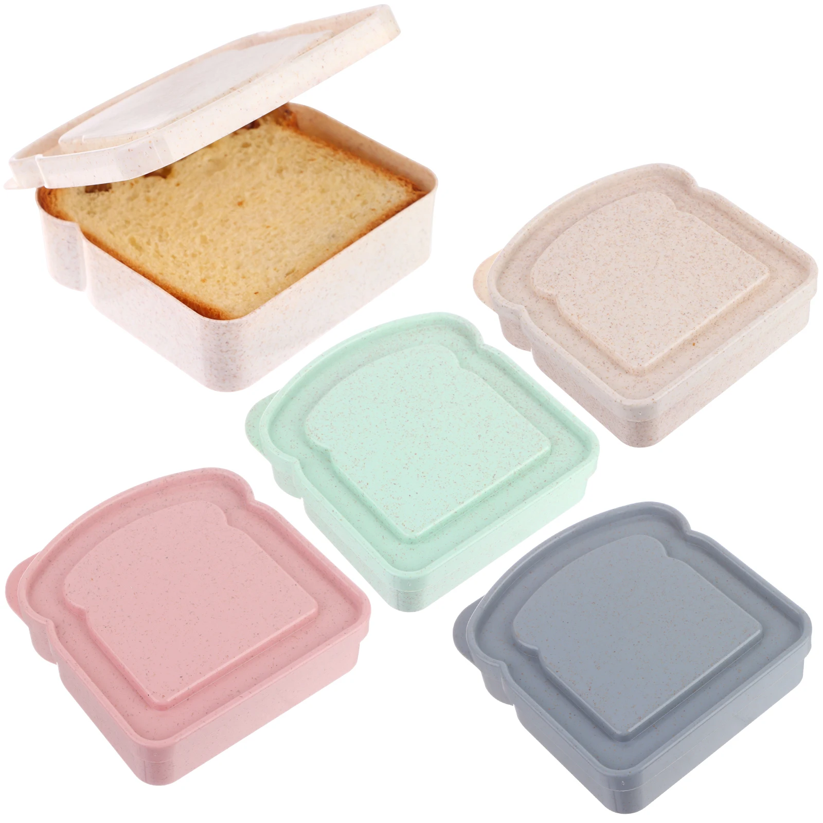 

8 Pcs Sandwich Containers Colorful Toast Shape Sandwich Box with Lid Reusable Sandwich Box Eco-friendly Sandwich Holder for Lunc