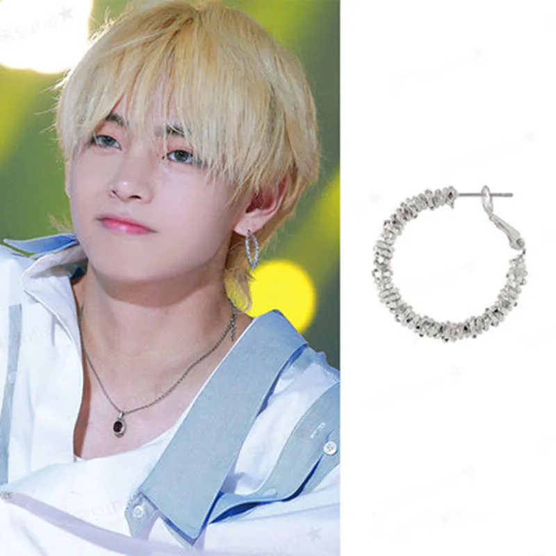 2022 Korean Wave Summer New Kim Taehyung V Earrings Irregular Stitching INS Celebrity Jewelry Fan Gift