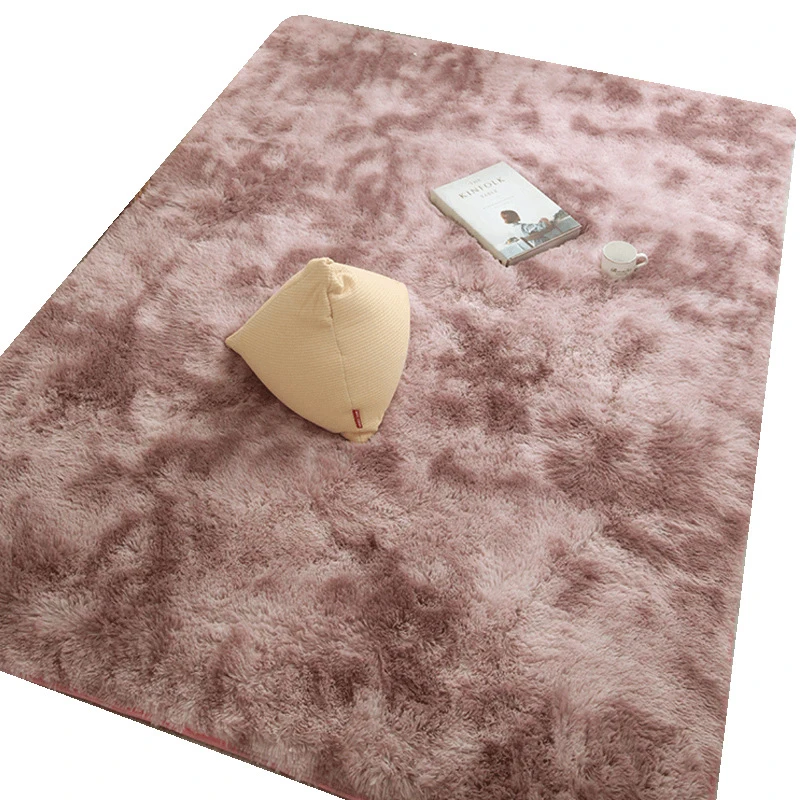 

Silk Wool Carpet Tie-dye Shaggy Thickened Round Non-slip Carpet Floor Mat Home Bedroom Coffee Table Mat Round Table Mat