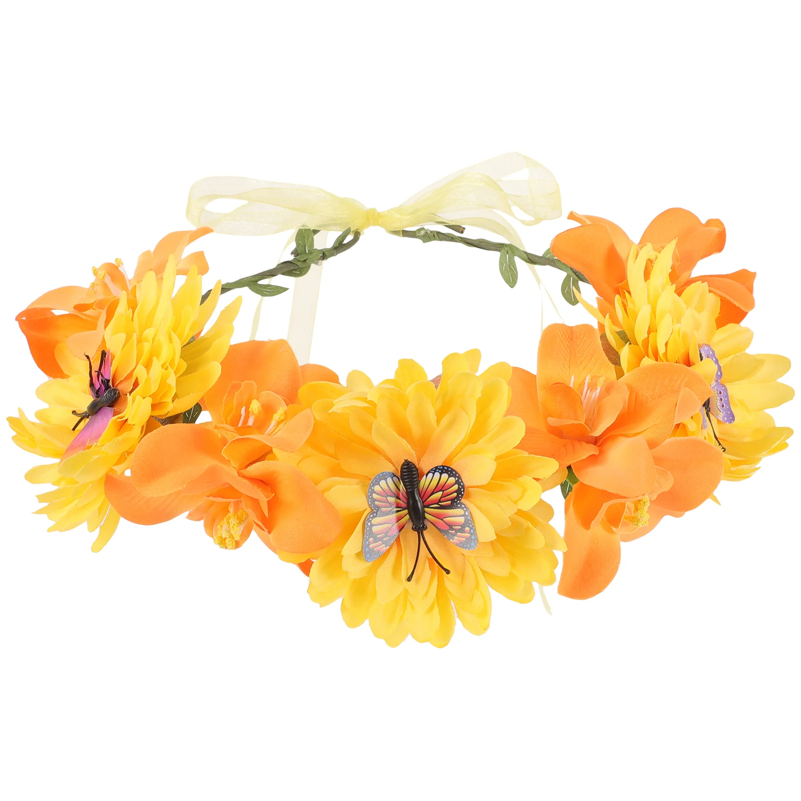 

Butterfly Flower Headband Floral Hairband Artificial Flowers Garland Wreath Headdress Crown Bohemia Decor Headpiece