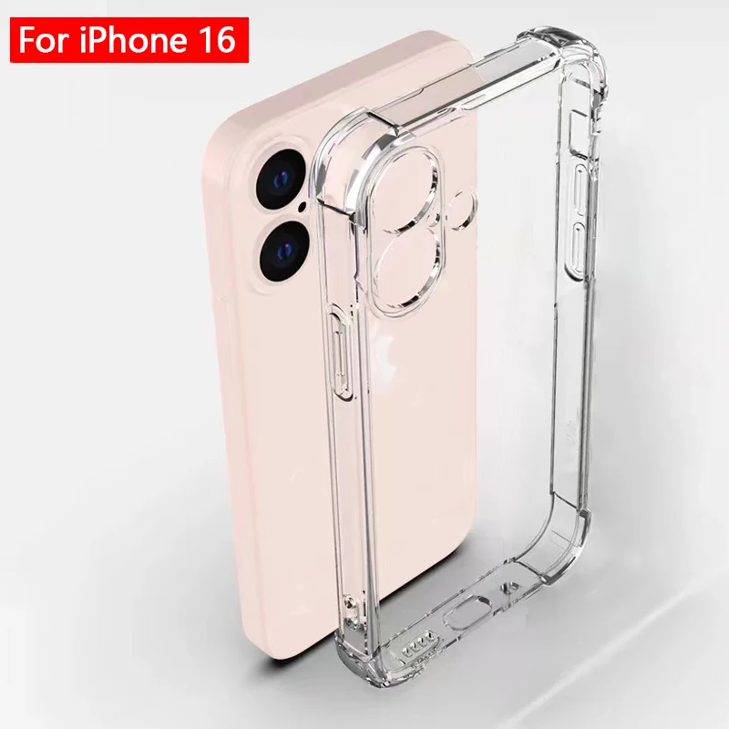 Роскошный Прозрачный Защитный Чехол Для iPhone 16/15/14/13/12 Pro Max Plus Mini Мягкий