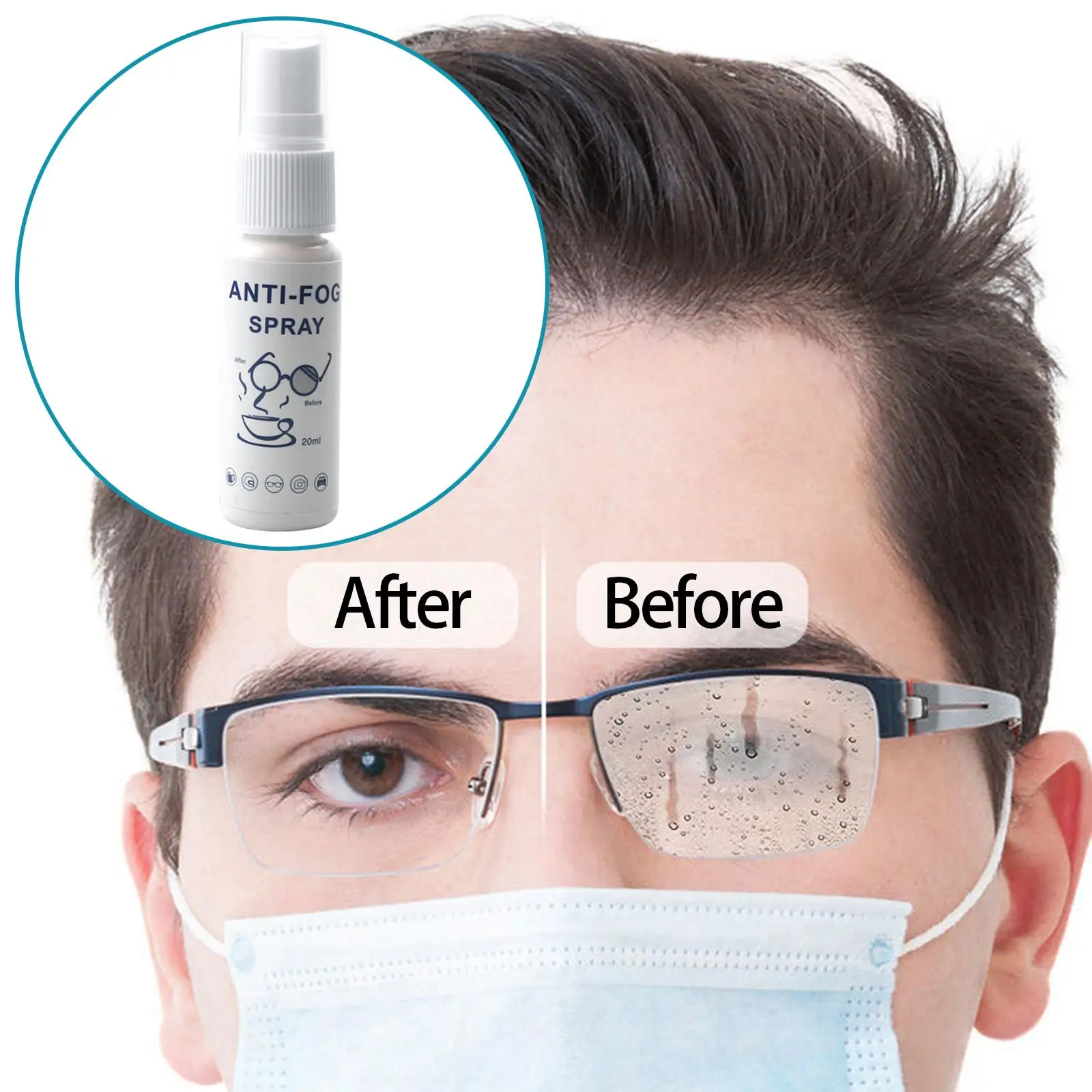 

Anti Fog Spray Prevents Fog 20ml Glasses Defogger Eyeglass Lens Cleaner Spray for Eyeglasses Mirrors Windows Glasses Goggles