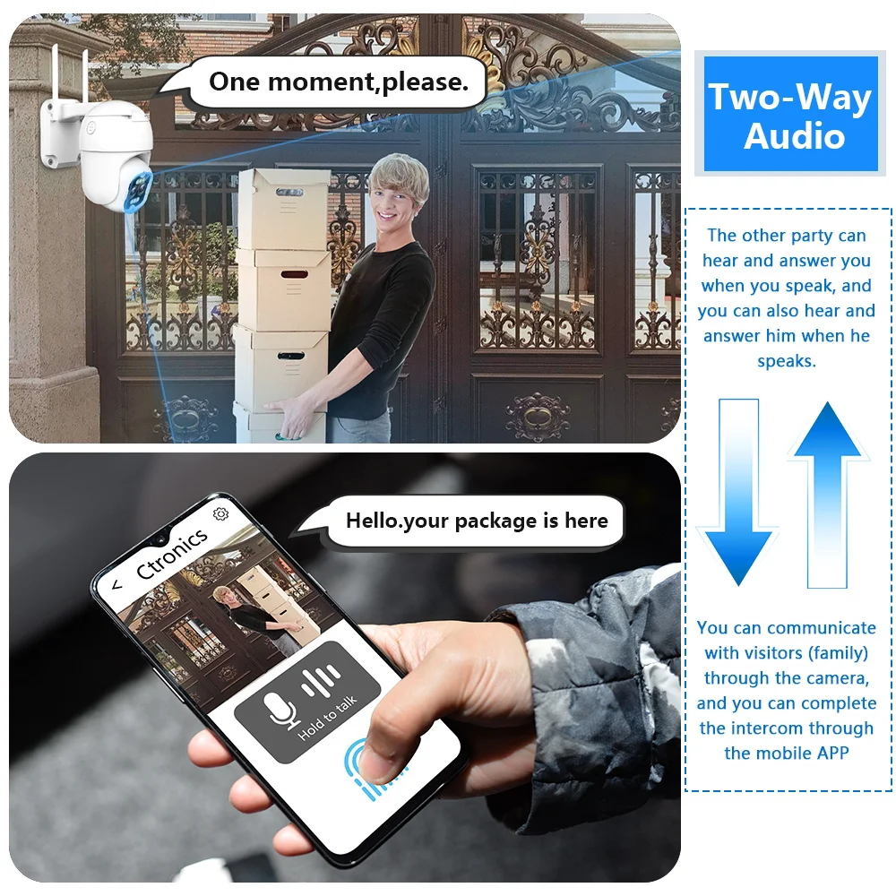 Дешево IP-камера видеонаблюдения с оптическим зумом, 8 Мп, 4K, 8x, 2,8 + 12 мм, PTZ, Wi-Fi, 4 МП