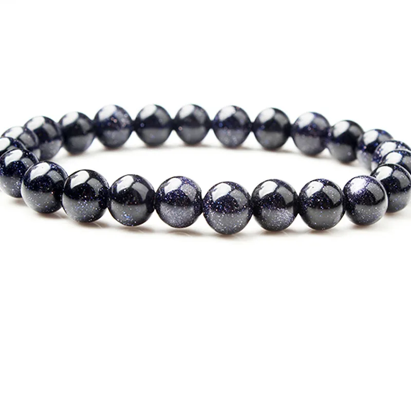 

LanLi 8mm natural Jewelry Vintage navy blue sandstone bead bracelets Designed for fashionable women A gift for a lover