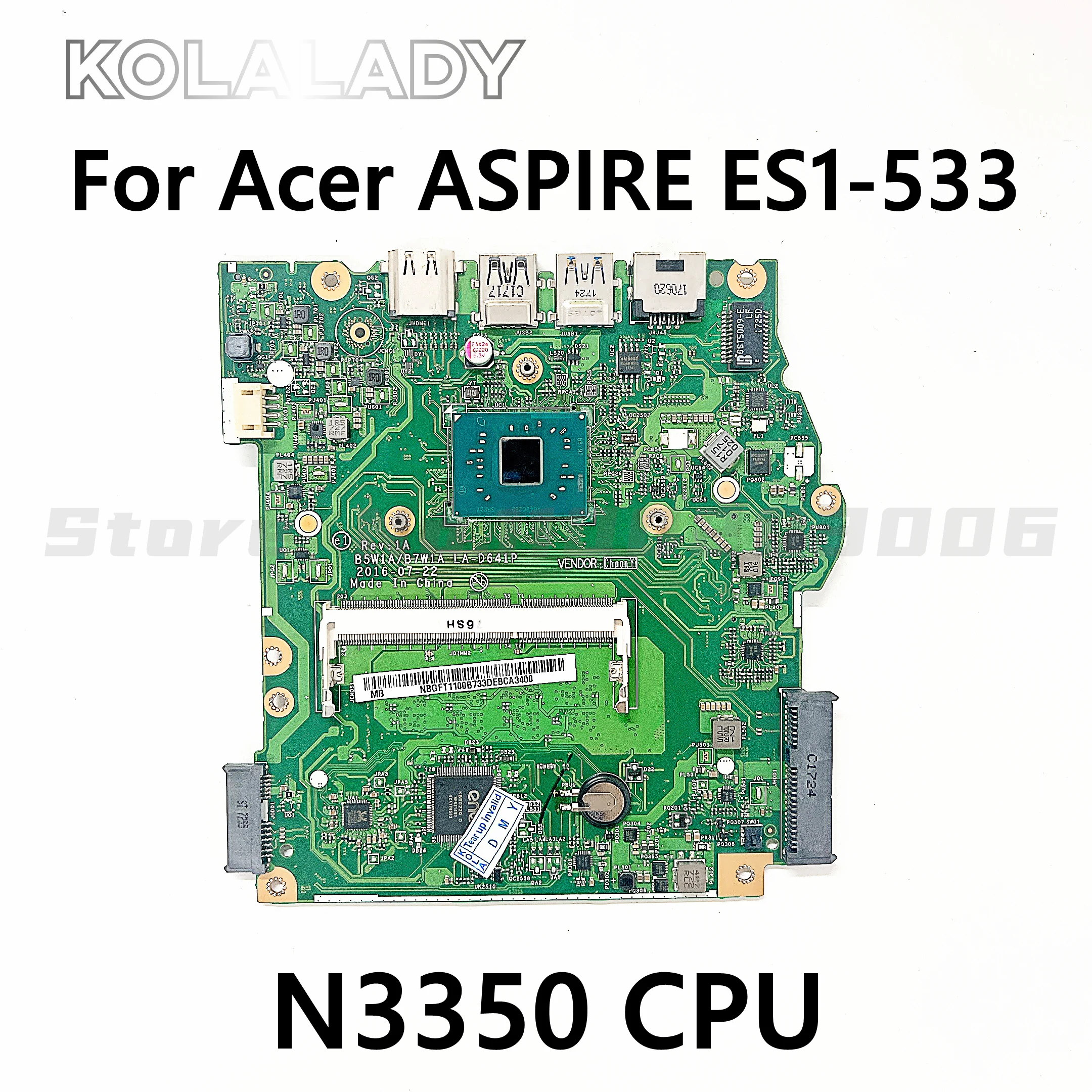 

Материнская плата NB.QFT11.008 NBQFT11008 для ноутбука Acer Aspire ES1-533 с процессором N3350 B5W1A B7W1A