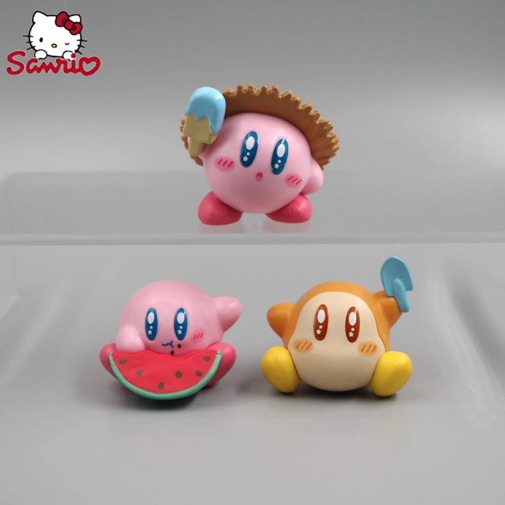 

Kirby Sanrio Figure Frozen Summer Watermelon Ice Cream Kawaii Star Pink Doll Room Decorative Decoration Model Christmas Toy Gift