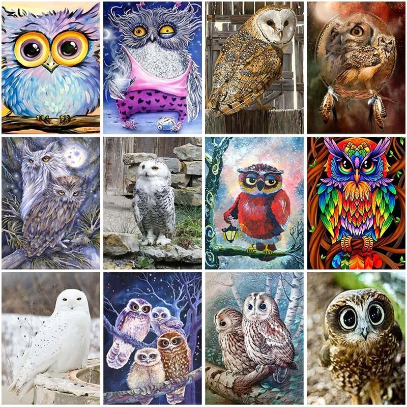 

Owl DIY 5D Diamond Painting Cross Ctitch Full Round Drill Embroidery Diamond Animals Pictures with Rhinestones Home Decoration