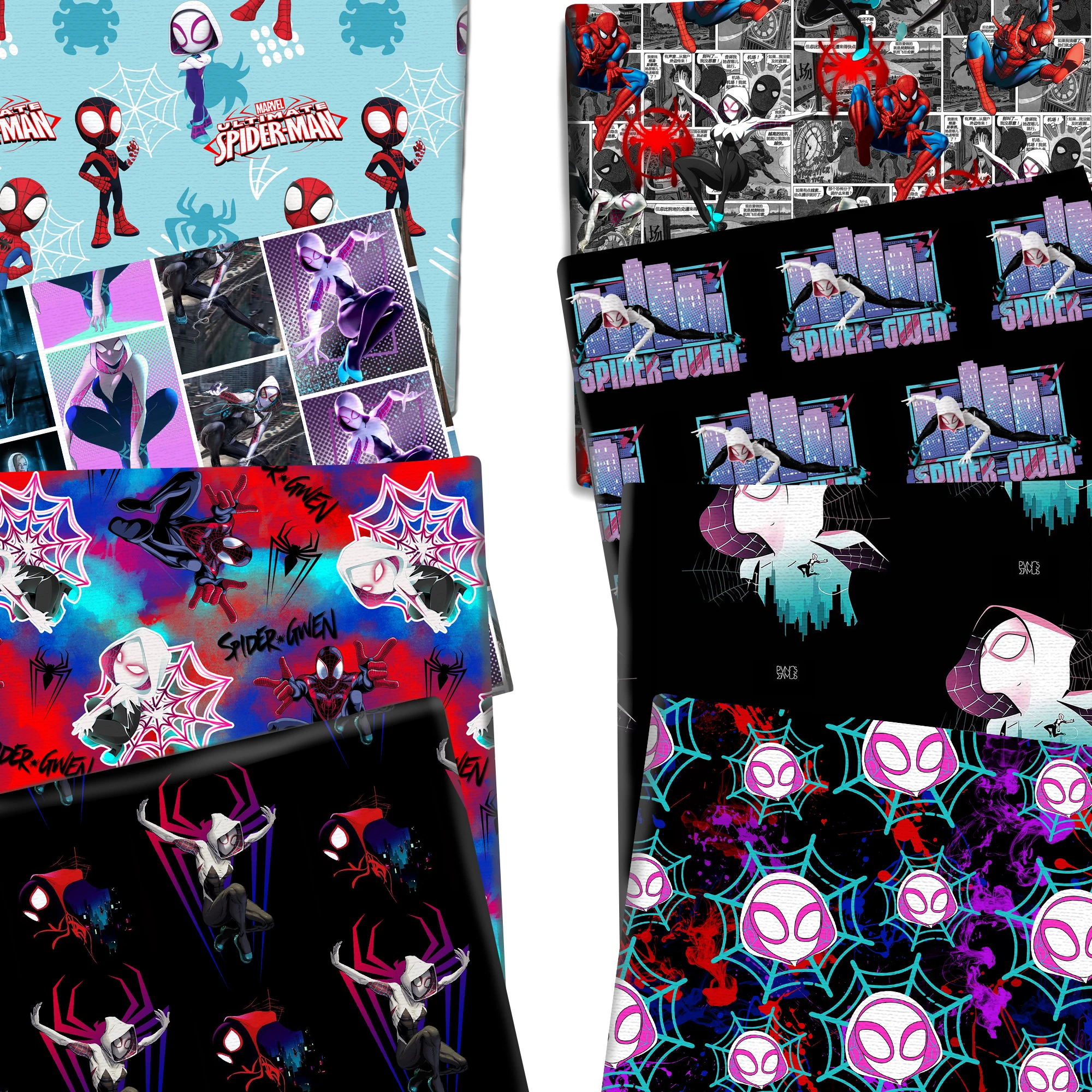 Лоскутная ткань из полиэстера и хлопка с изображением Человека-паука, 50*145 см