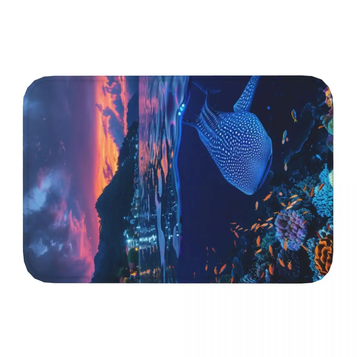 Яркий коврик для передней двери Majestic Whale Shark противоскользящий впитывающий дома