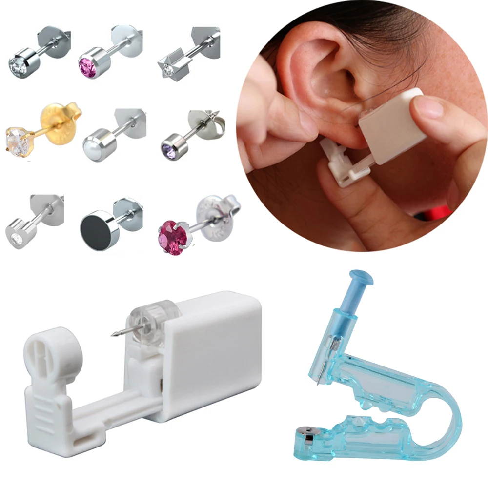1/2Pcs Disposable Sterile Ear Piercing Unit Cartilage Tragus Helix Piercing Gun No Pain Piercer Tool Machine Kit Stud Jewelry