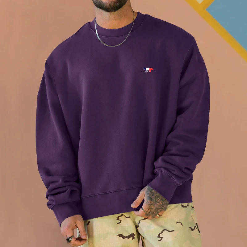 

Мужская одежда, Новинка весна-осень 2023, пуловер с круглым вырезом, спортивный топ большого размера, простой однотонный свитшот с длинным рукавом