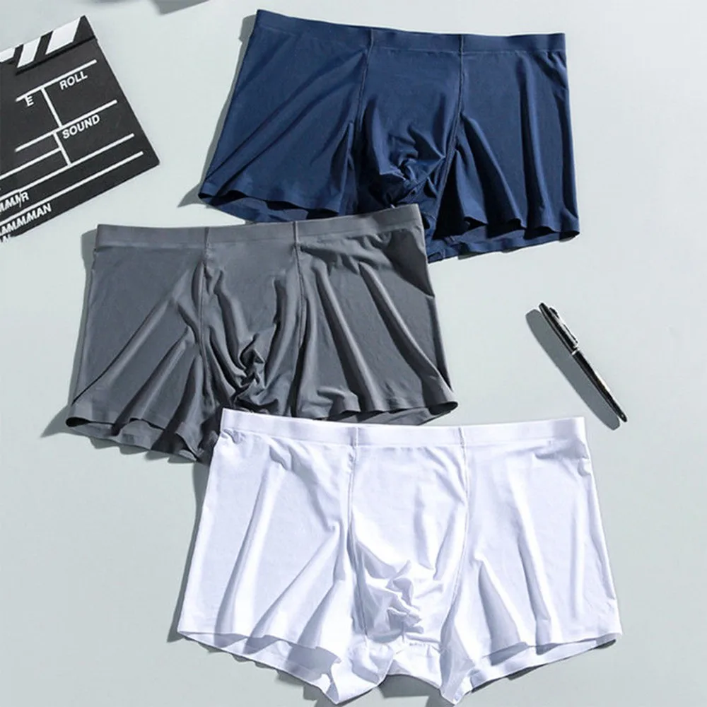 

Men Sexy Boxer Briefs Thin Transparent Underwear Solid Cololr Breathable Skin-friendly Panties Shorts Trunks Underpant Lingeries