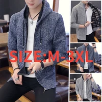 autumn and winter thickened plush sweater casual sweater cardigan stand collar mens coat