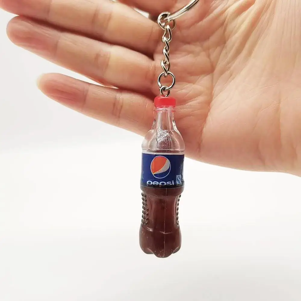 Fashion Simulation Resin Drinks Bottle Keychain Man Car Keyring Women Bag Fun Keychains Pendant Birthday Gifts