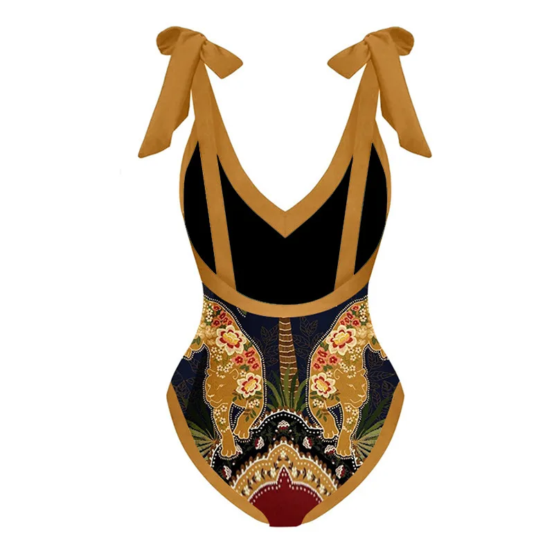 MUOLUX 2023 New Swimsuit Vintage One-Piece Print Swim Skirt Women Cover Up Swimwear Summer Beachwear Monokini Bathing Suit Dress