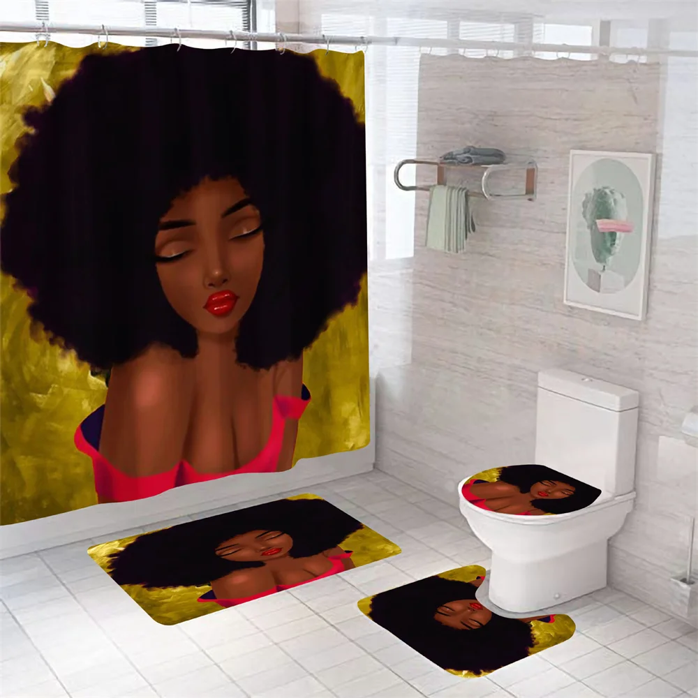 Набор для ванной из 4 предметов водонепроницаемые занавески душа в африканском