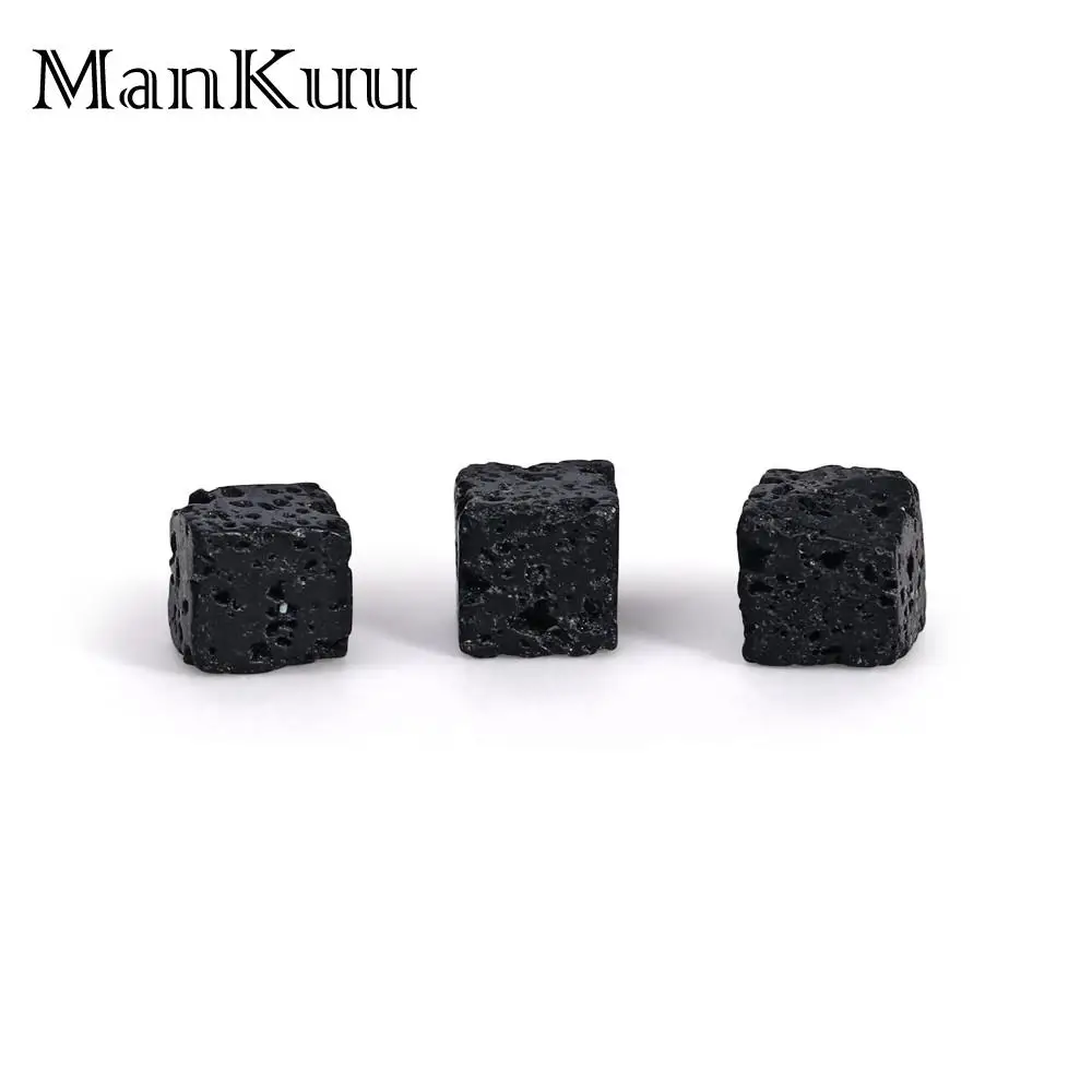 

ManKuu 8mm Cube Square Black Lava Beads Natural Volcanic Rocks Stone For Jewelry Making Handmade DIY Accessories 50pcs/Lot