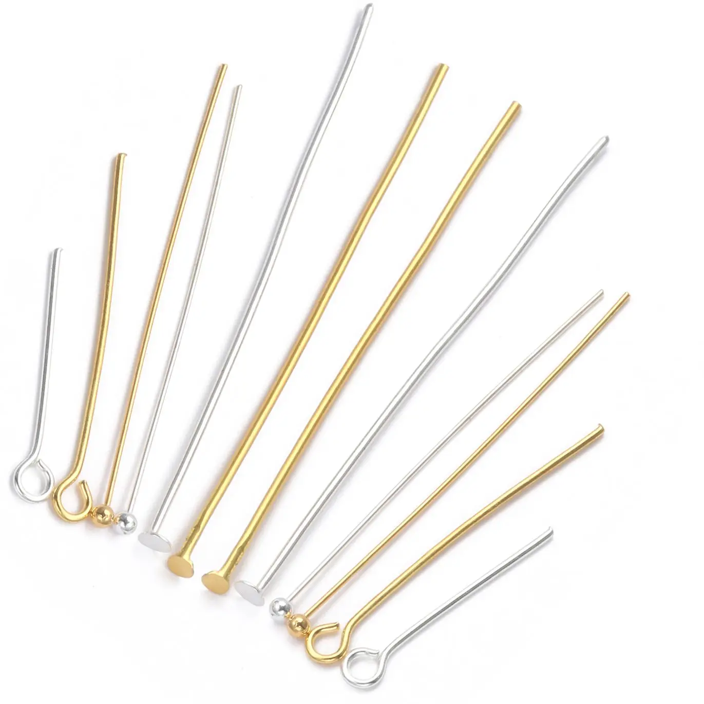 

Gold Silver Color Metal Flat/Ball Head Eye Pins Needles For Jewelry Findings Making DIY Bracelet Supplies Accessories 20-50mm
