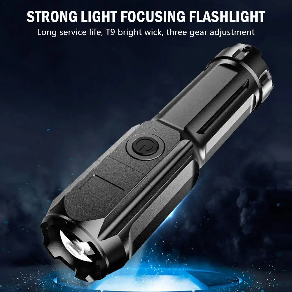Купи Outdoor Portable Strong Light Flashlight USB Rechargeable Zoom Torches Highlight Tactical Flashlight Lighting LED Camping Light за 95 рублей в магазине AliExpress
