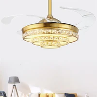 Modern Led Crystal Ceiling Fans With Lights Bedroom Fan Lamp Home Decoration Folding Ceiling Fan Remote Control 110 220 Volt