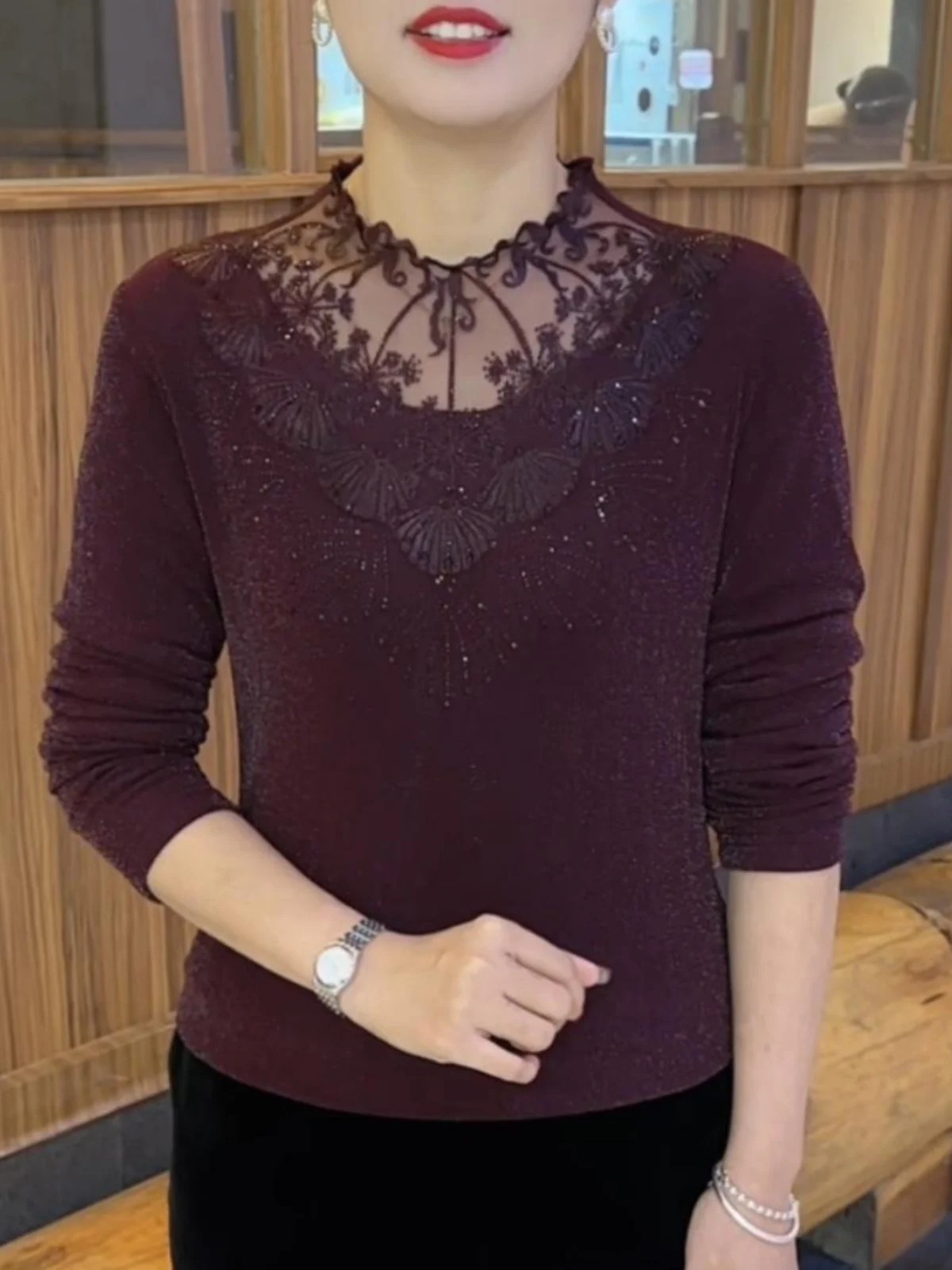 Рубашка с утолщенным низом на флисовой подкладке женская осенне-зимняя новая