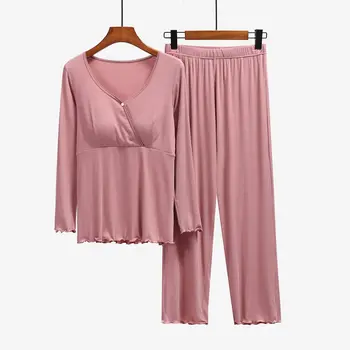 Maternity Nursing Sleepwear Breastfeeding Nightwear for Pregnant Women Pregnancy Breast Feeding Pajamas Suits Maternity  Clothes 1