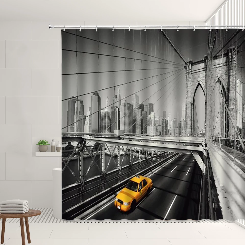 

Telephone Retro Bathroom Shower Curtain Waterproof Polyester Fabric London Big Ben Red Home Decoration Art Bath Curtains