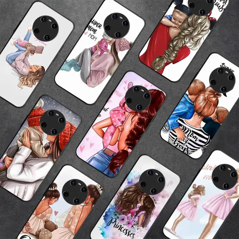 

Brown Hair Baby Mom Girl Phone Case for Huawei Y 6 9 7 5 8s prime 2019 2018 enjoy 7 plus