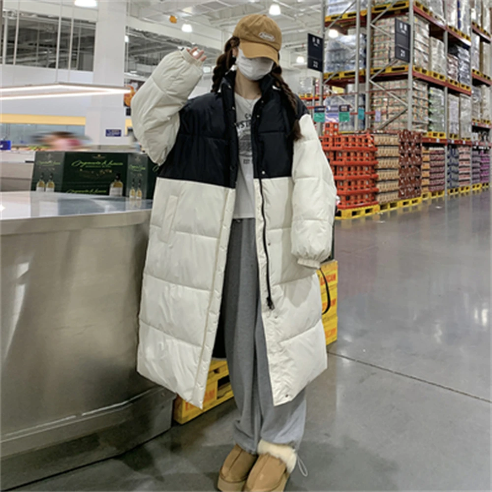 Хлопковое пальто средней длины выше колена для женщин стиль корейской академии