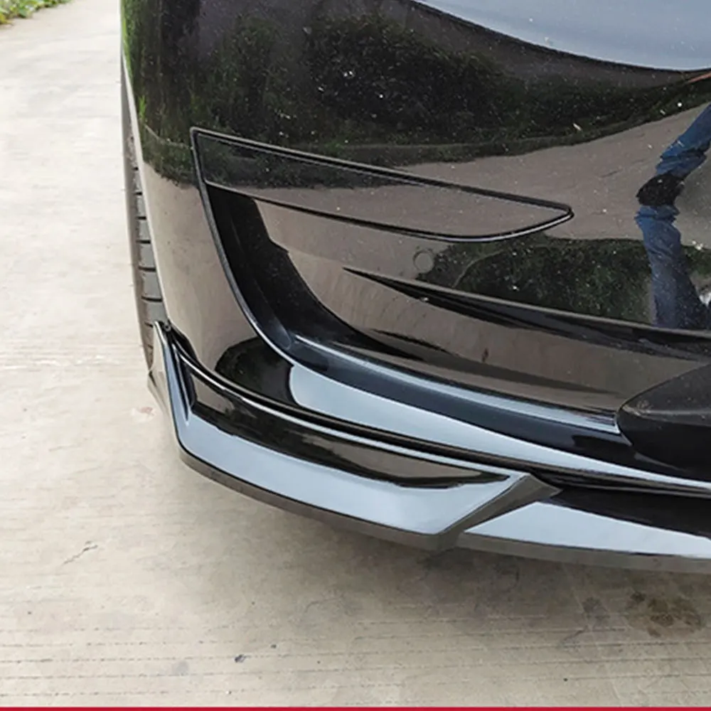 Фото Защита переднего бампера для Tesla Model 3 2017-2023, сплиттер-диффузор, автомобильные аксессуары, АБС-пластик, карбон №4
