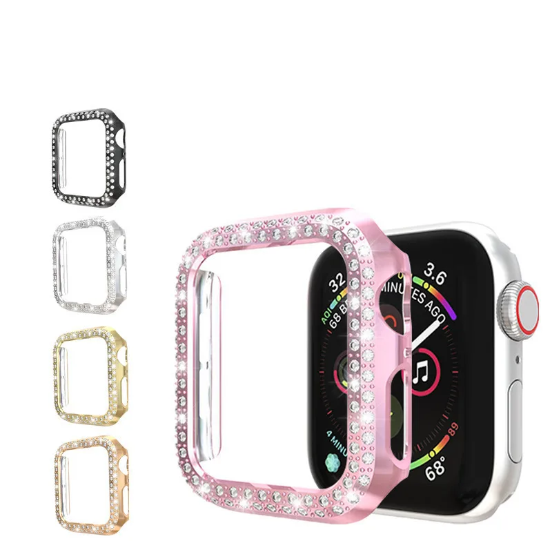 

Прозрачный чехол для Apple Watch Series 44 мм 40 мм 42 мм 38 мм, стекло + кристалл, Защитная пленка для IWatch 6/SE/5/4/3