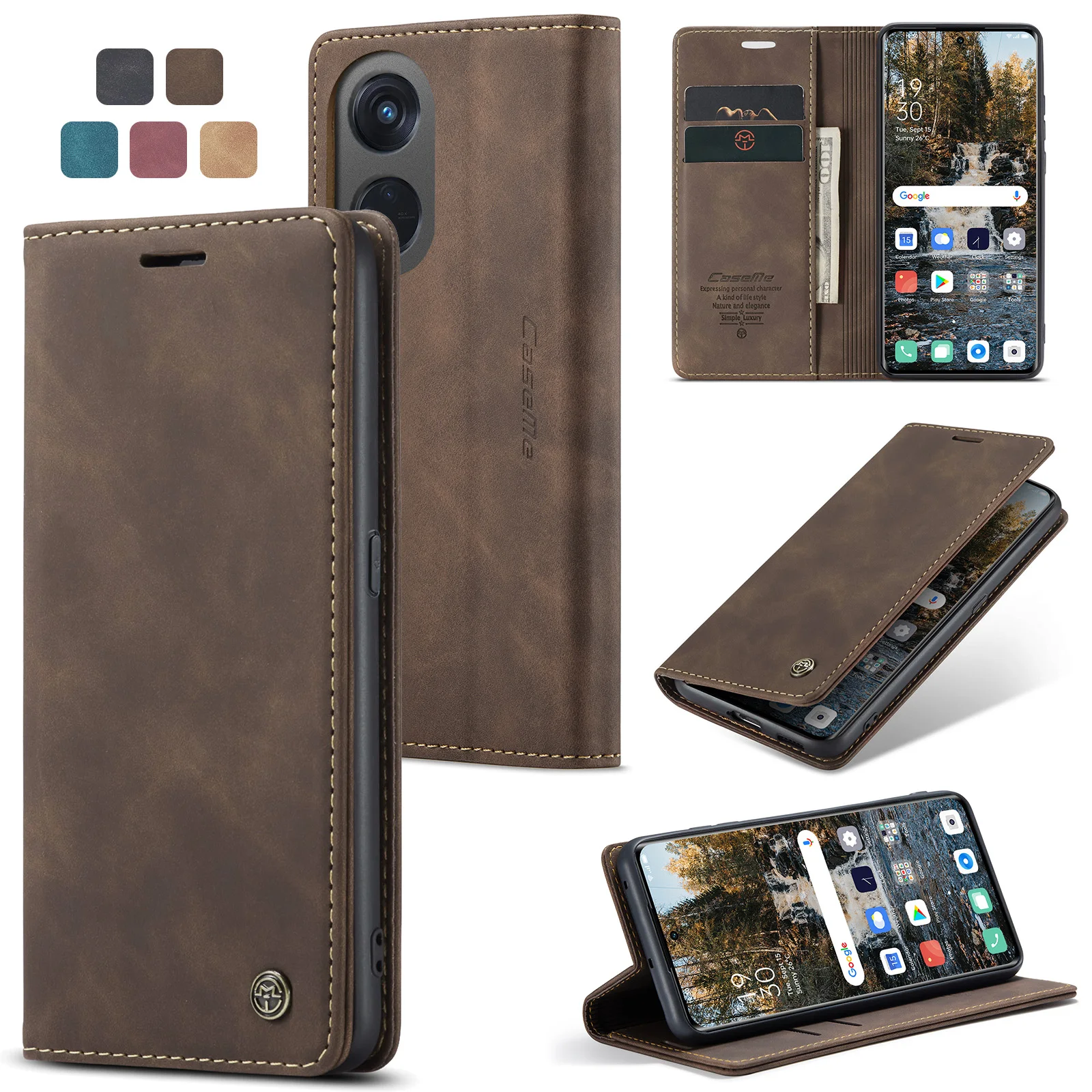 

Slim Wallet Case Cards Flip Cover For OPPO A1 K10 A74 A36 A96 A95 F21 Find X6 Reamle 10 C55 Reno 8T 7Z Matte Leather Phone Case