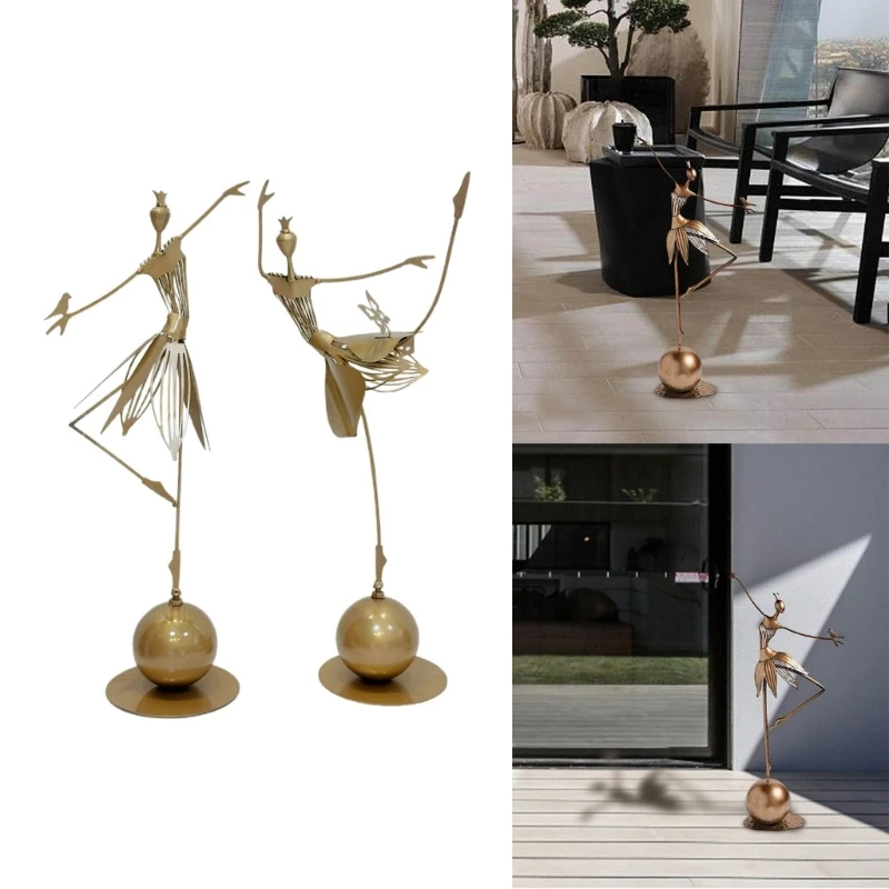 

Metal Garden Statues Ornament Waterproof Metal Decor for Garden Dancing Girl Decor Garden Statue Animal Garden Statue